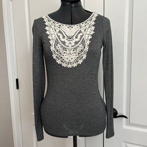 Hollister Ribbed Knit Top with Lace